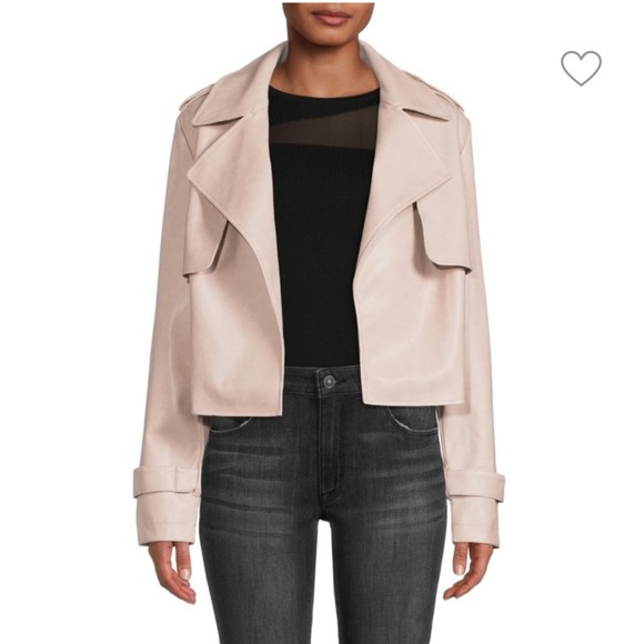 Bagatelle Collection NWT Cropped Faux-Ever Leather Jacket Beige, L - Picture 2 of 16